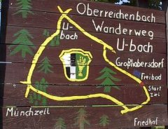 Grossansicht in neuem Fenster: Wanderweg Unterschlauersbach - Wandertafel beim Freibad